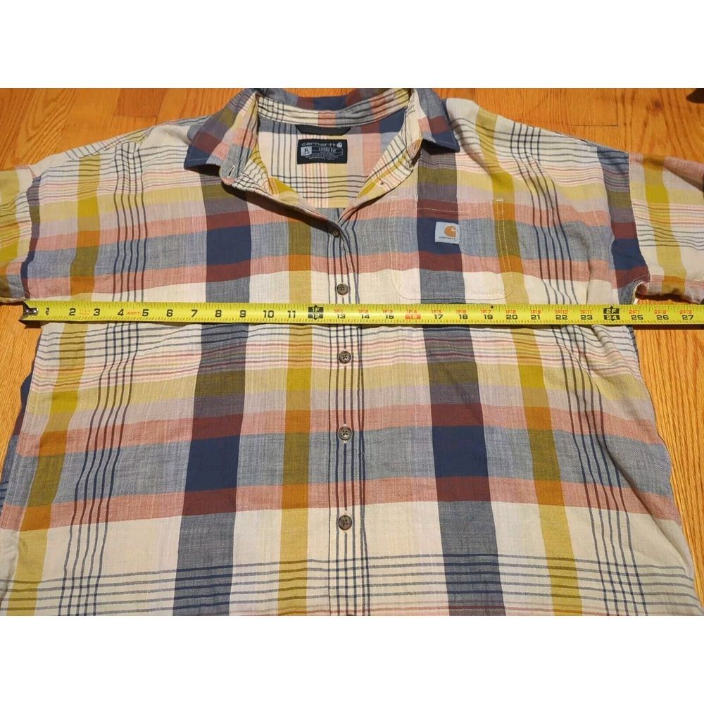 youth carhartt button short sleeve‎ plaid print short sleeve, xl, multi color - Picture 9 of 16
